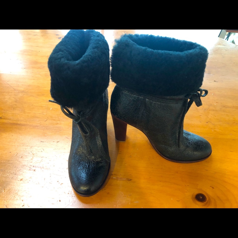 Fur trimmed ankle boots
